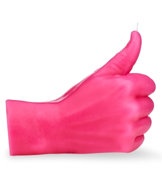 Rankų darbo žvakė Thumbs Up Pink